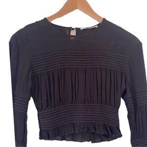 WAYF ruffle crop blouse